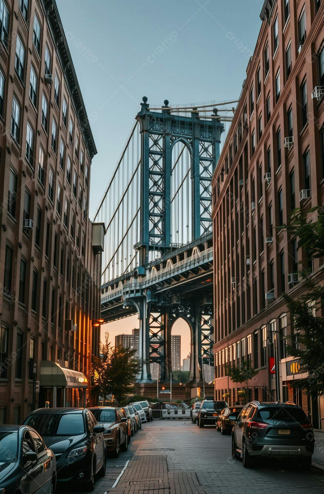 Ponte Manhattan vista de rua em Nova Iorque