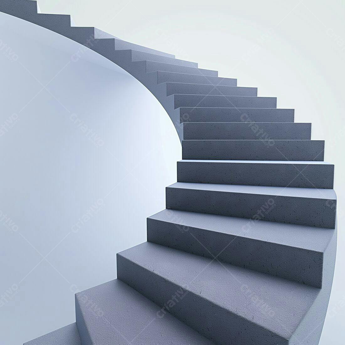 Escada espiral cinza em fundo branco
