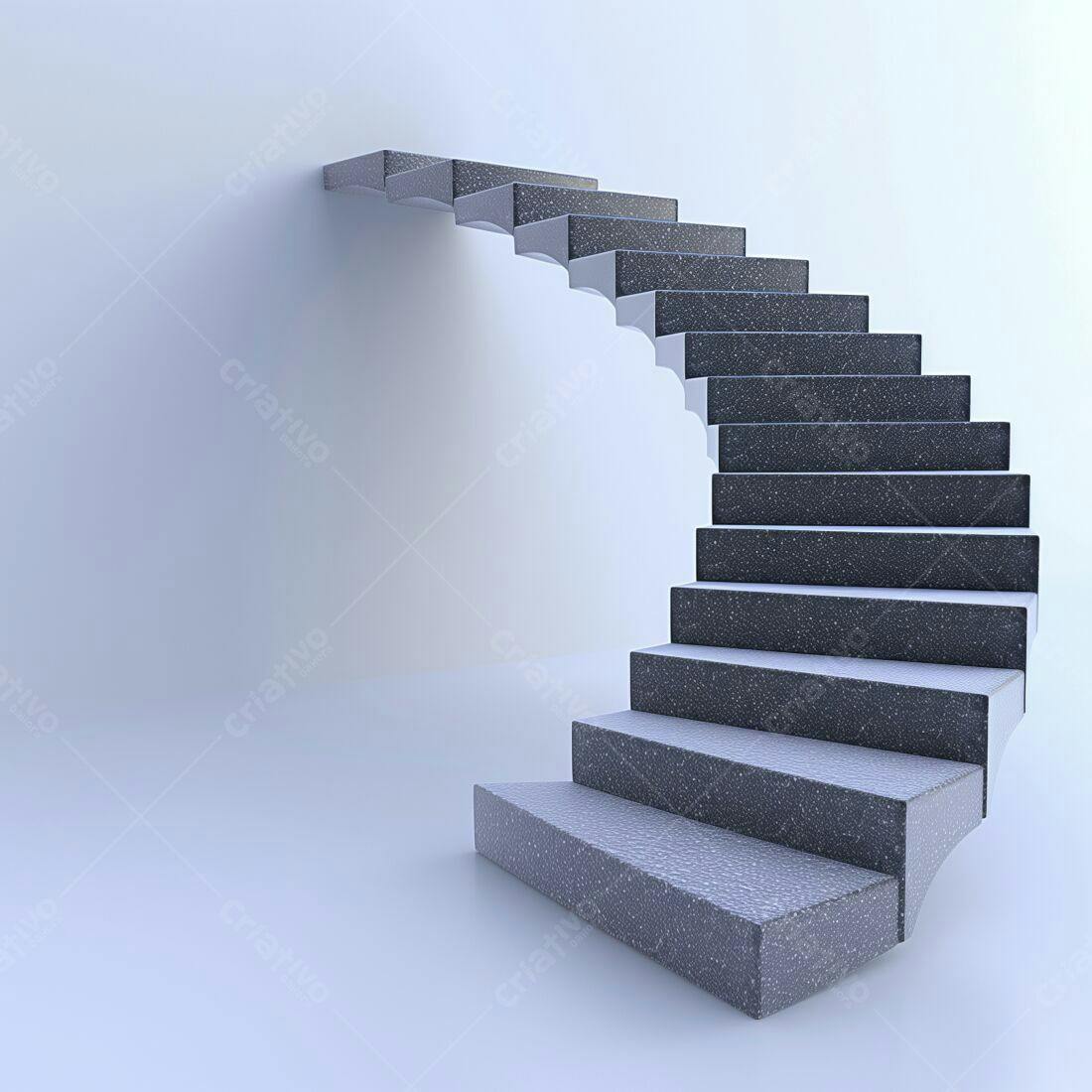 Escada de Pedra Cinza em espiral
