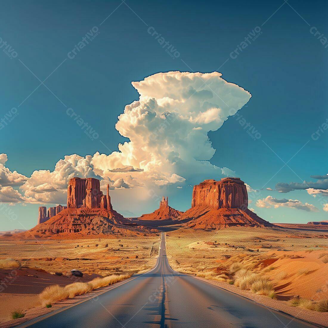 Estrada deserto Monument Valley nuvens