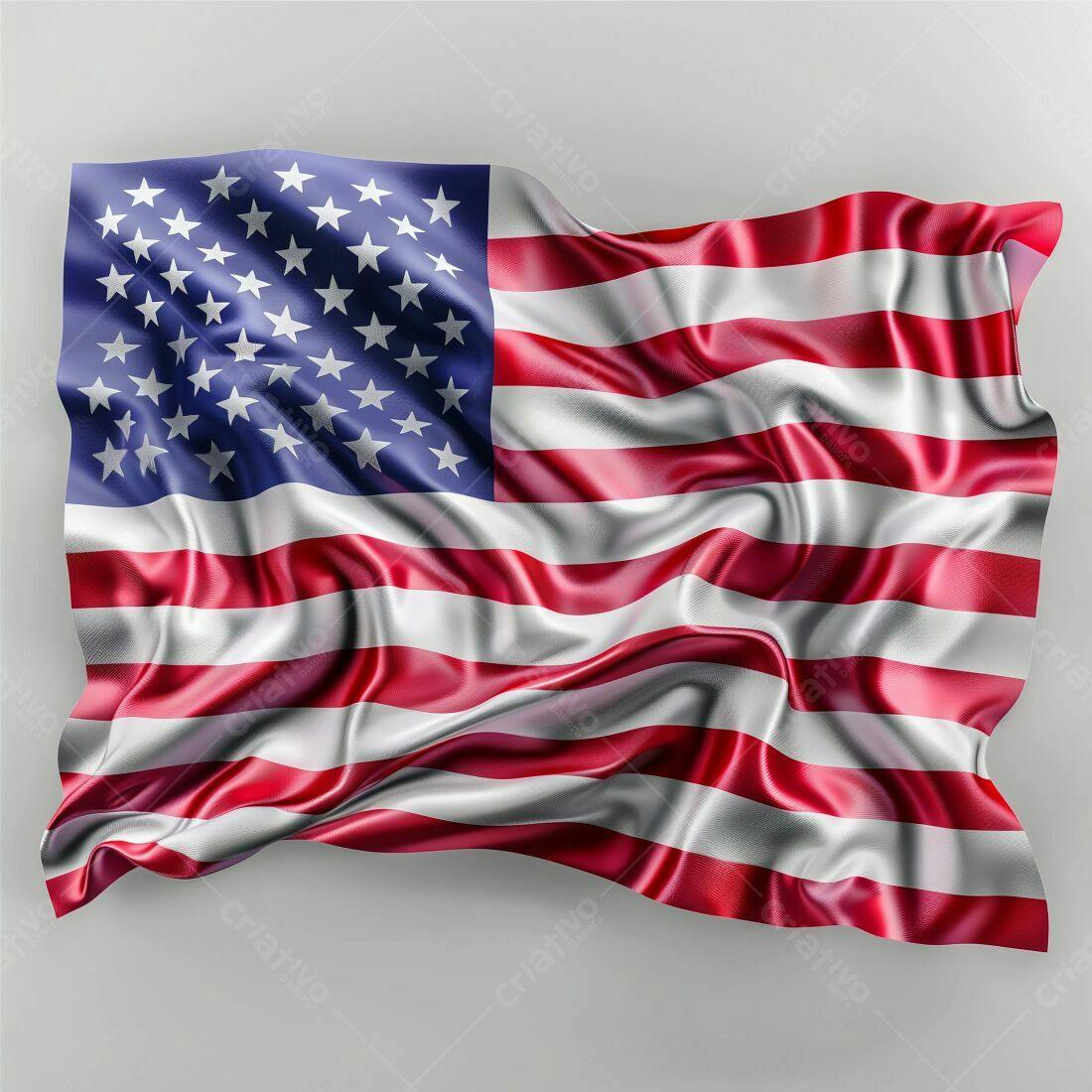 Bandeira Americana ondulando fundo branco