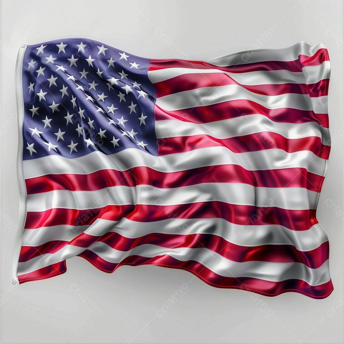 Bandeira Americana ao vento vermelho branco e azul