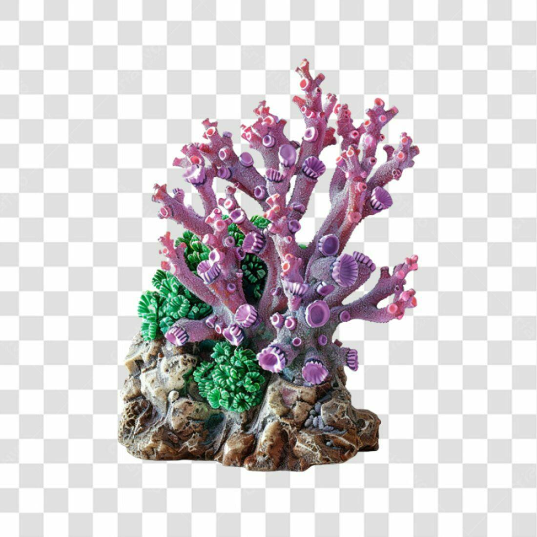 Icone Coral Rosa e Verde PNG com fundo transparente