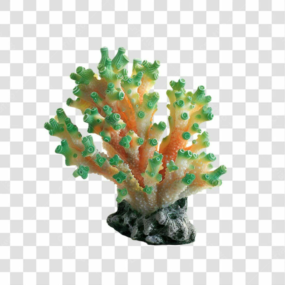 Icone Coral Verde e Laranja PNG com fundo transparente