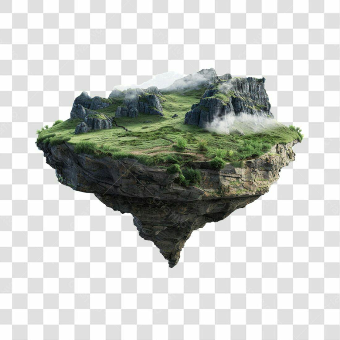 Elemento PNG Ilha Flutuante com fundo transparente