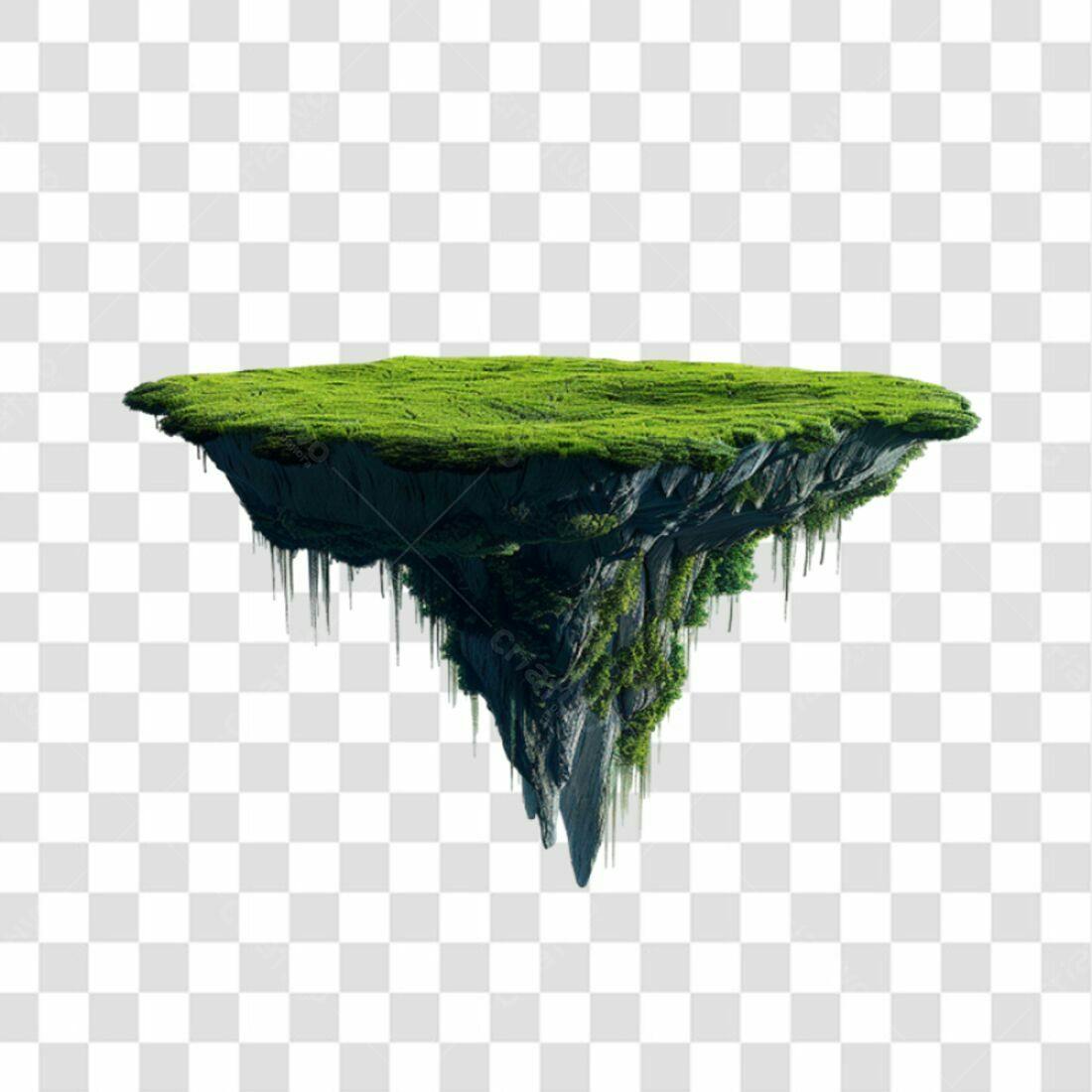 Elemento PNG com fundo transparente Ilha Flutuante Verde