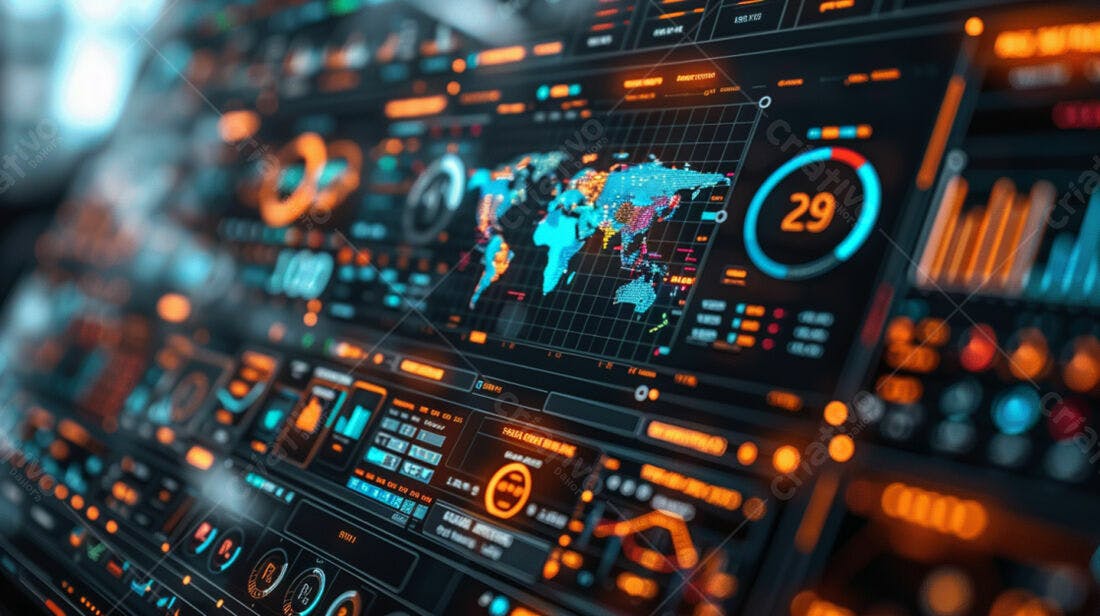Interface futurista de dados globais