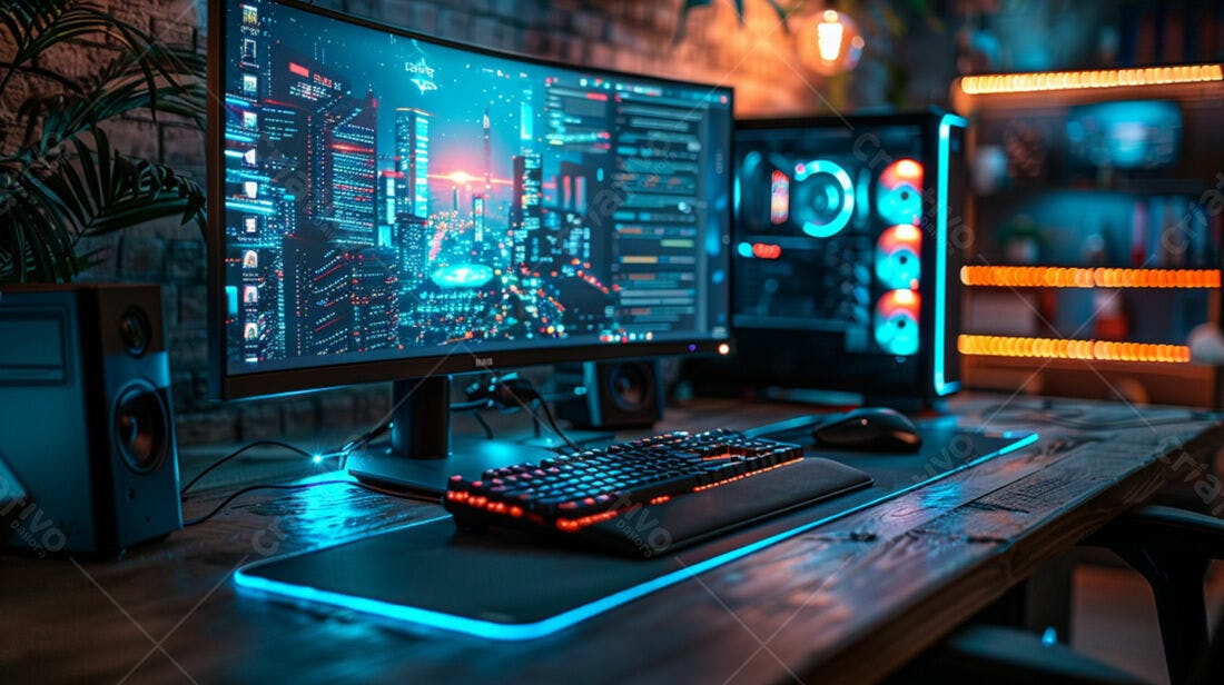 Setup Gamer Iluminado com Teclado Mecânico