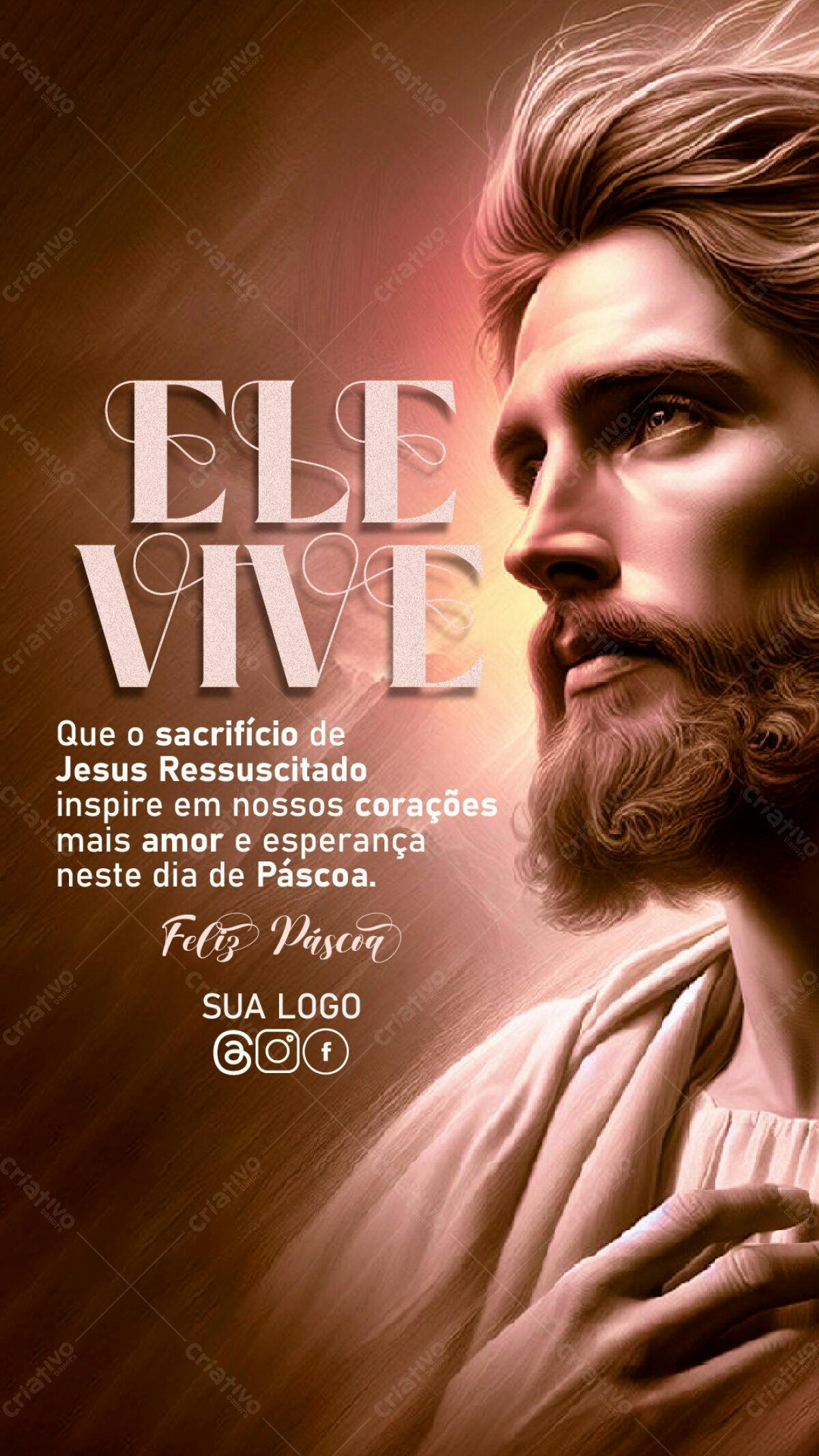 Flyer Páscoa Jesus Ressuscitado PSD Editável