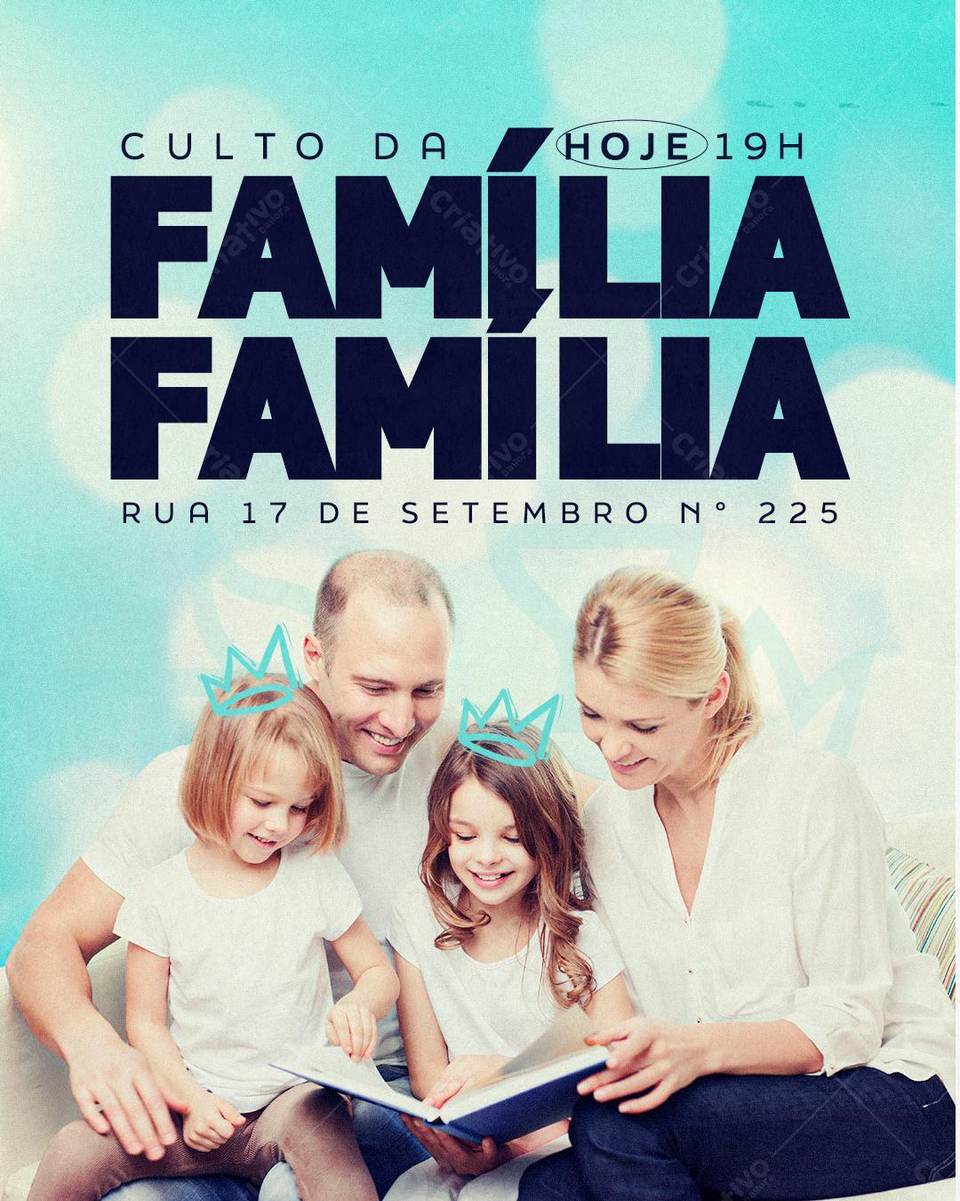 Flyer para Culto da Família PSD Editável