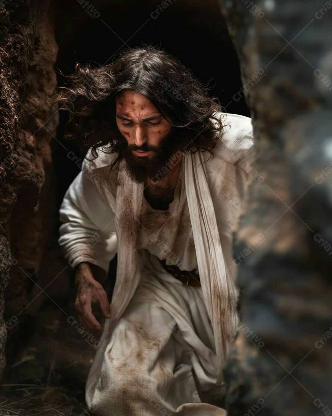 Jesus em Túmulo Escuro e Sombrio