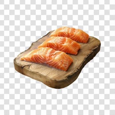Imagem Salmão Com Tábua Sushi De Madeira Com Fundo Transparente (13)
