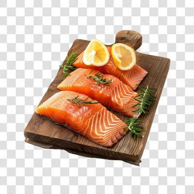 Imagem Salmão Com Tábua Sushi De Madeira Com Fundo Transparente (15)