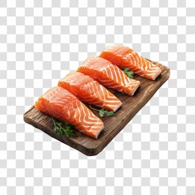 Imagem Salmão Com Tábua Sushi De Madeira Com Fundo Transparente (20)
