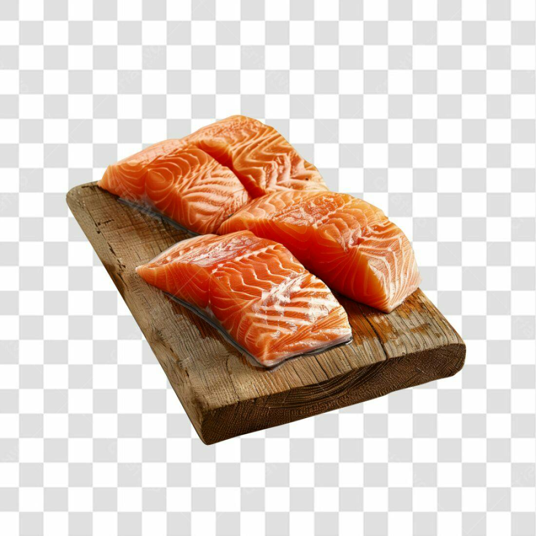 Imagem PNG Salmão Fatia Madeira Fundo Transparente