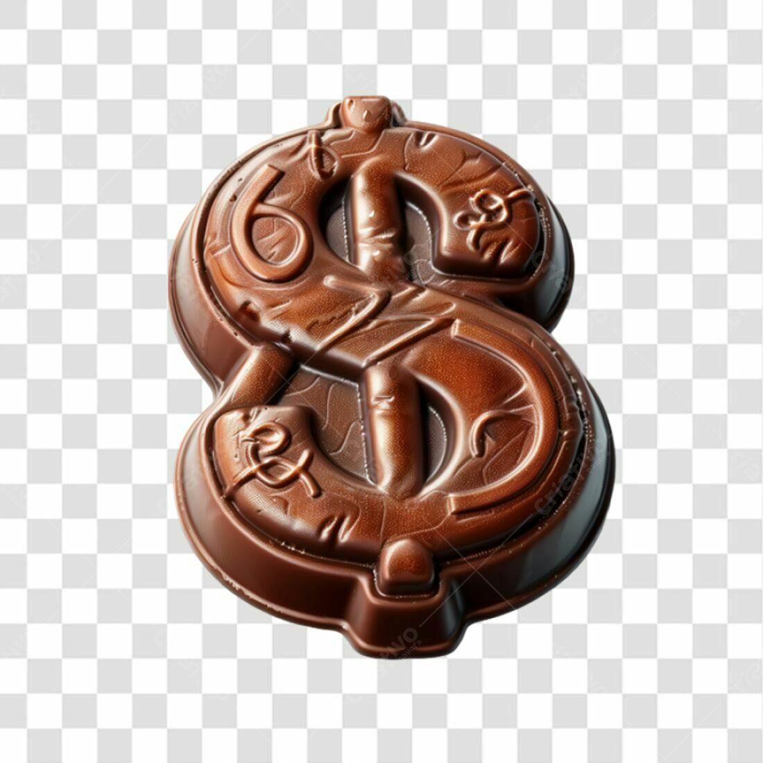 Icone Dólar em Chocolate PNG com fundo transparente