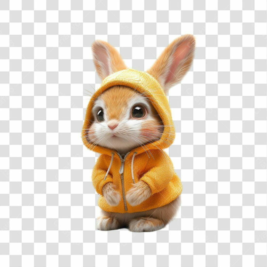 Icone Coelho fofinho com moletom amarelo PNG com fundo transparente