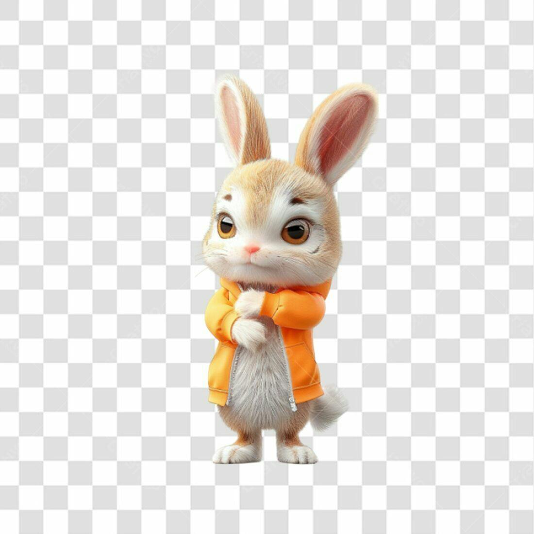 Icone Coelho fofo com moletom laranja PNG com fundo transparente