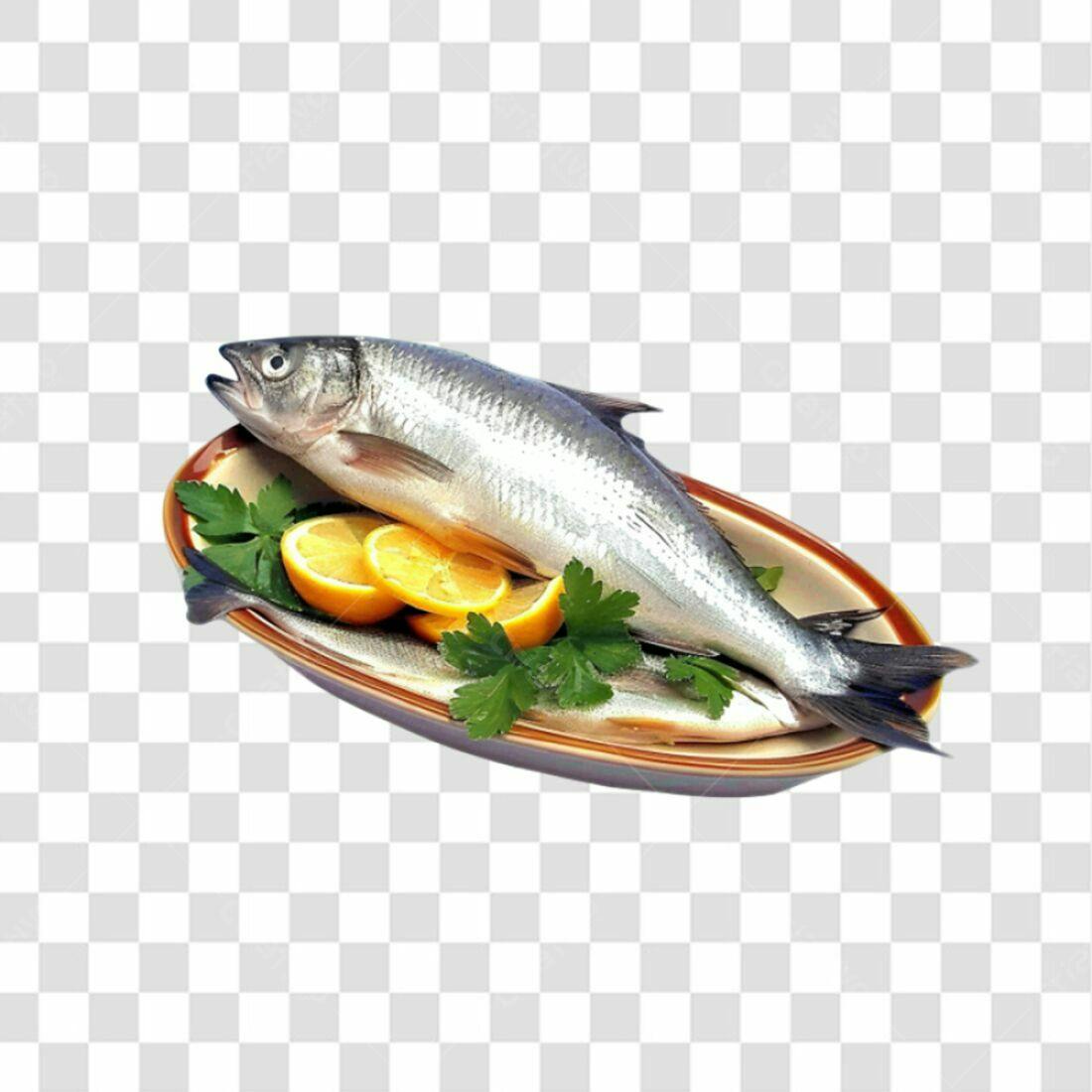 Imagem PNG Peixe Prato com Limão e Fundo Transparente