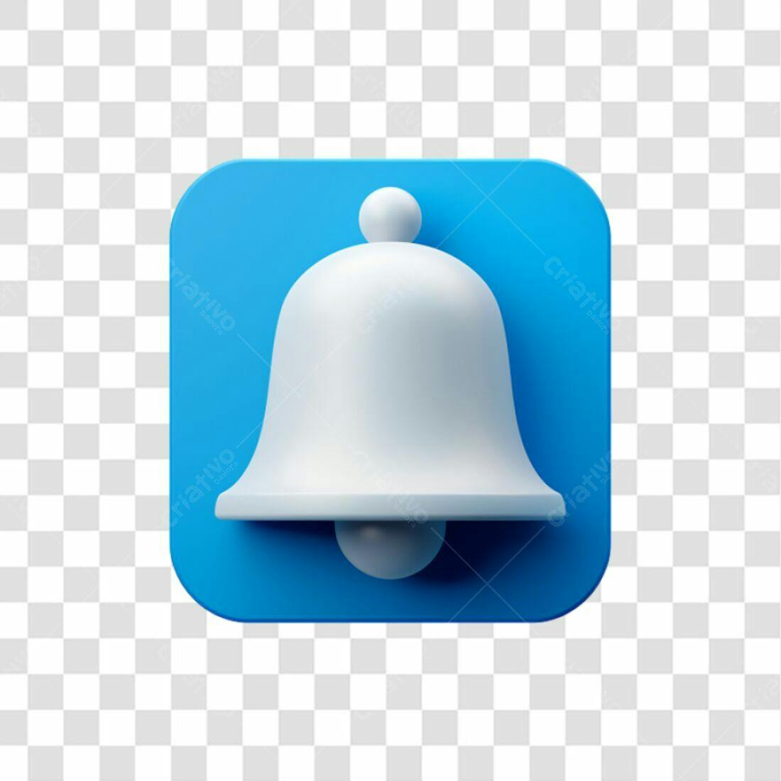 Icone Notificação Sino Azul e Branco PNG com fundo transparente