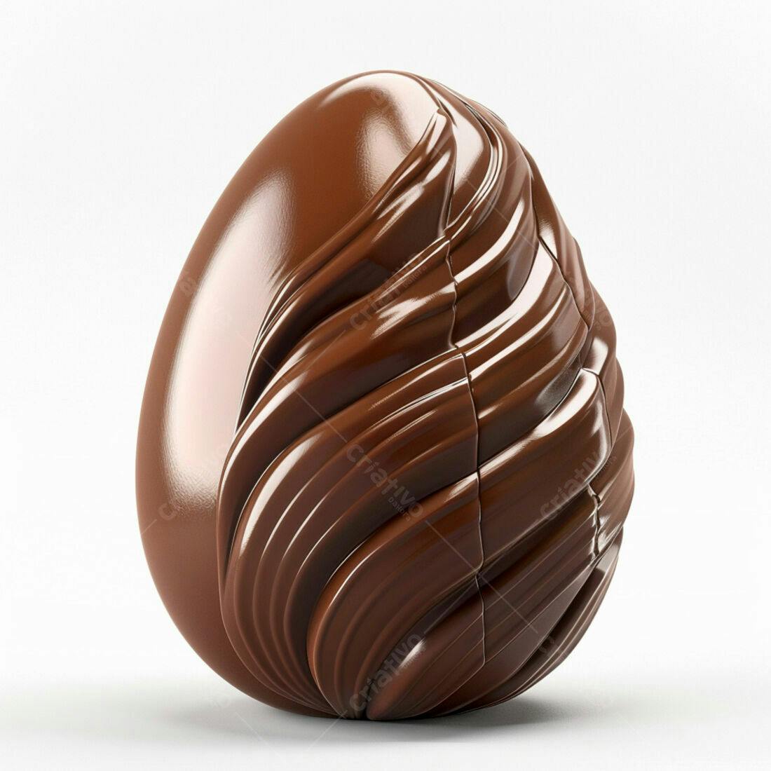 Ovo de chocolate marrom com textura em espiral