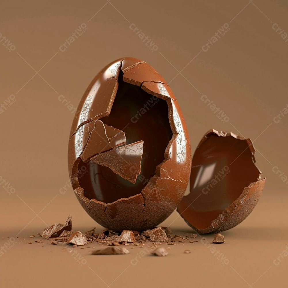 Ovo De Chocolate Quebrado 3D De Páscoa 7
