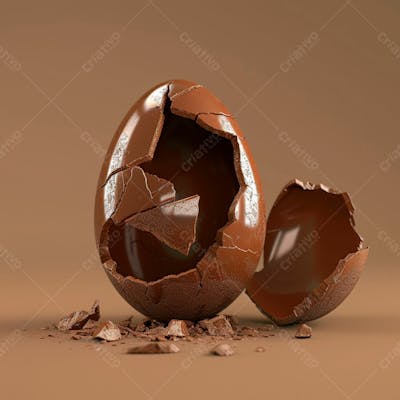 Ovo De Chocolate Quebrado 3D De Páscoa 7