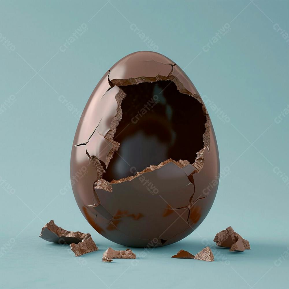 Ovo De Chocolate Quebrado 3D De Páscoa 8