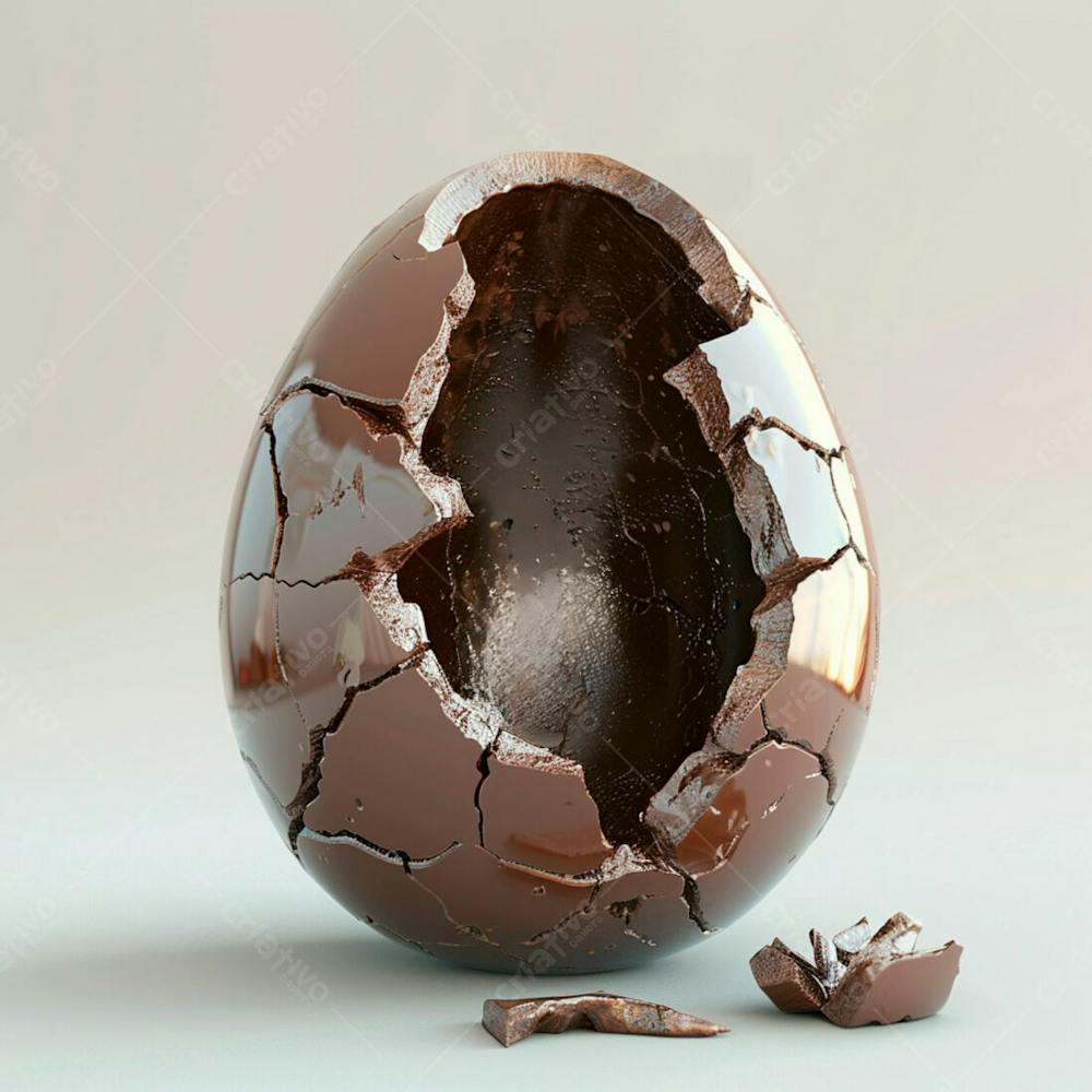 Ovo De Chocolate Quebrado 3D De Páscoa 10