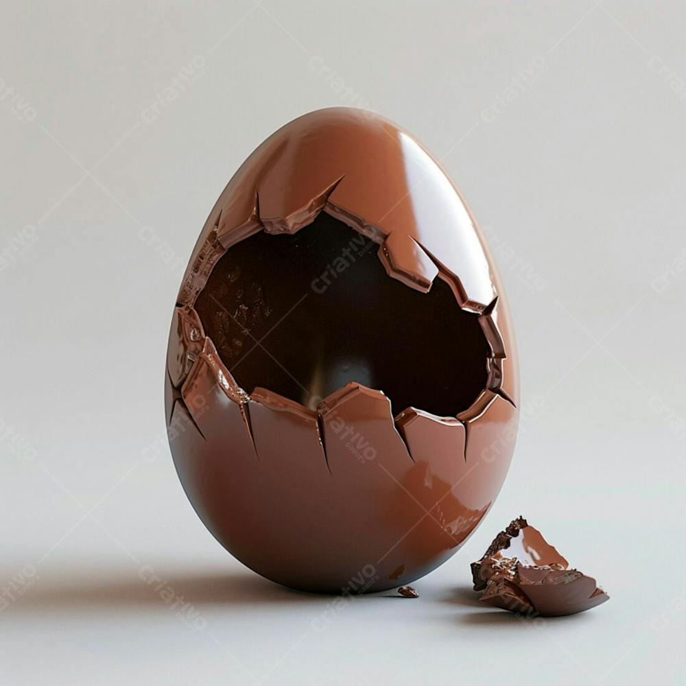 Ovo De Chocolate Quebrado 3D De Páscoa 12