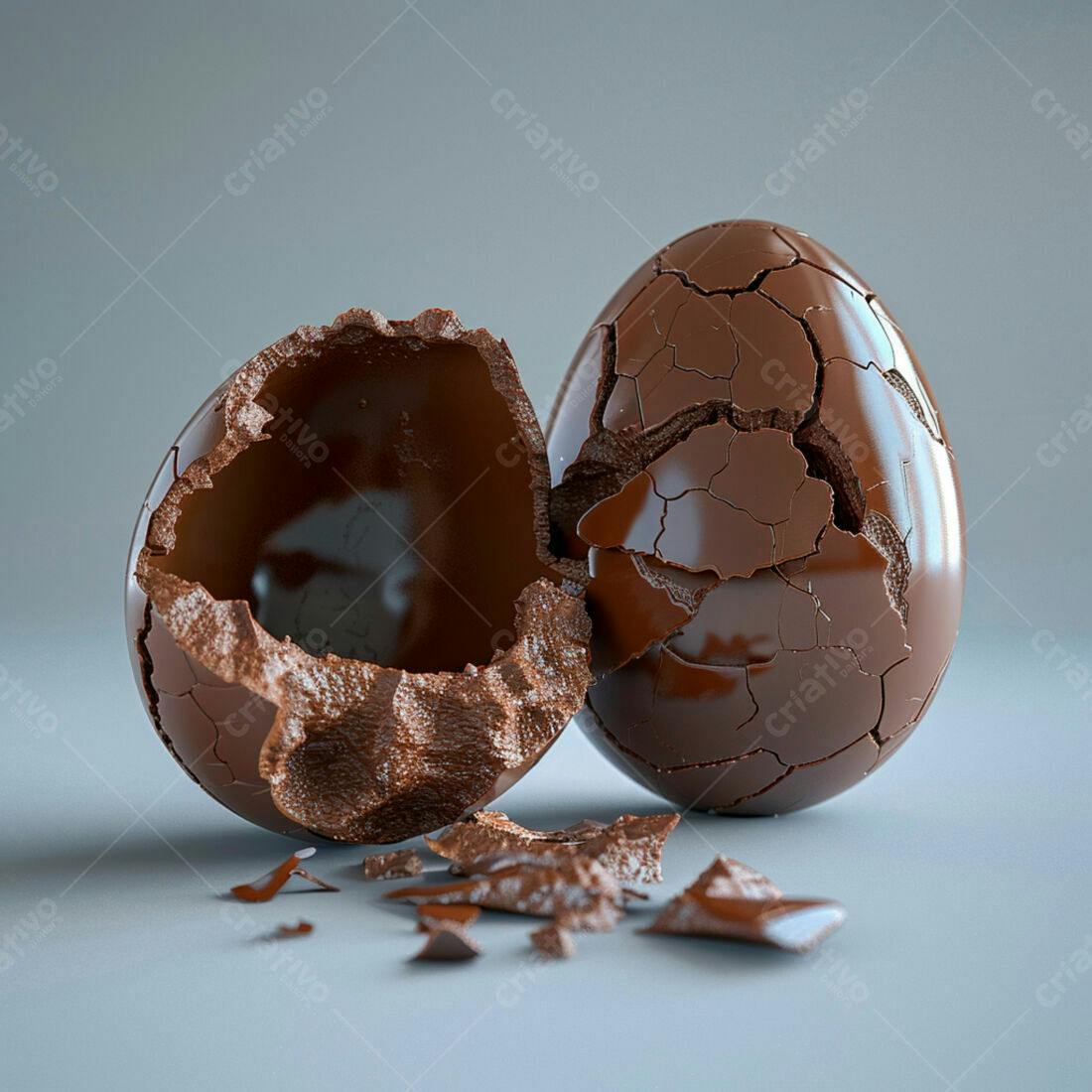 Ovos de chocolate quebrados
