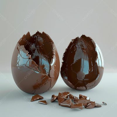 Ovo De Chocolate Quebrado 3D De Páscoa 15
