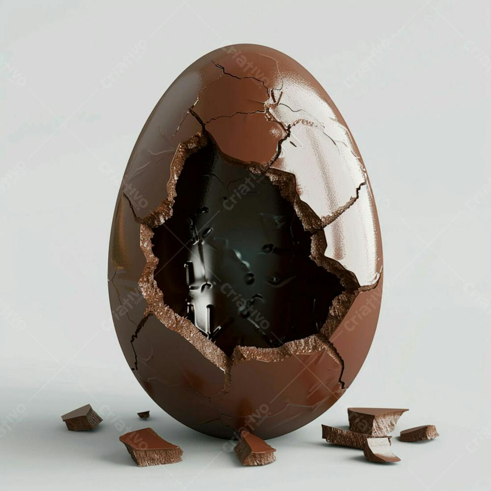 Ovo De Chocolate Quebrado 3D De Páscoa 16