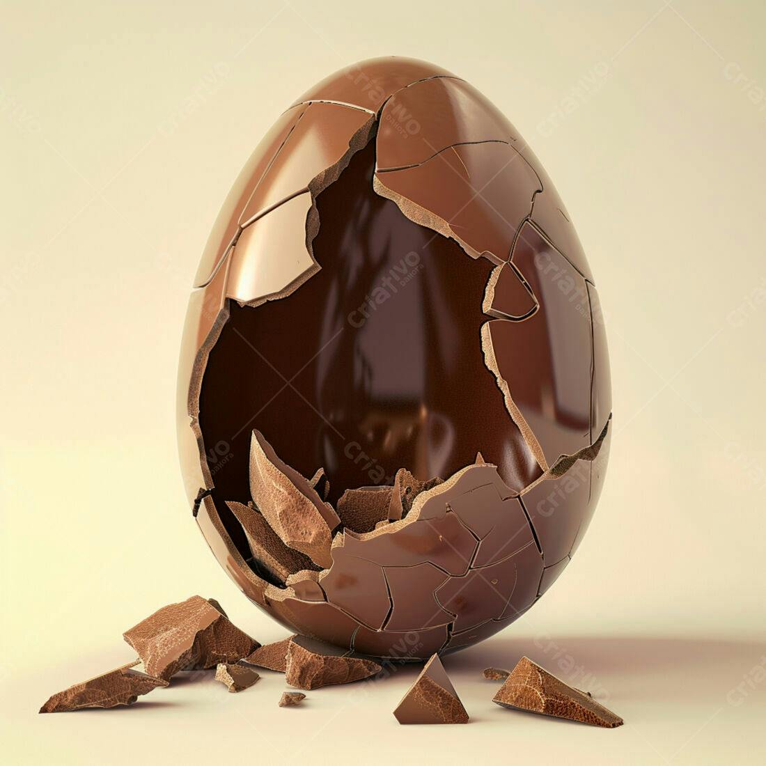 Ovo de chocolate partido em pedaços