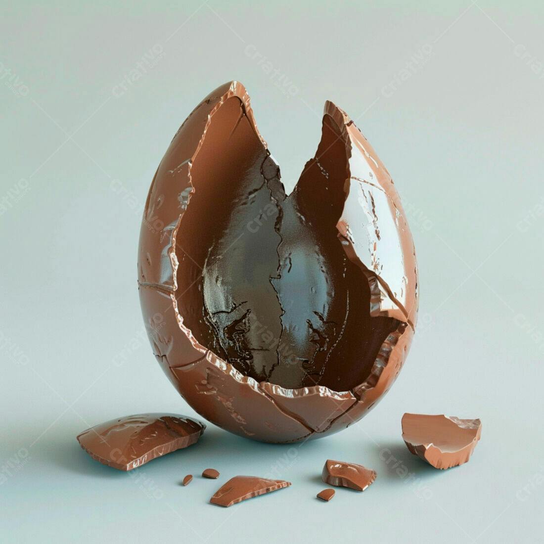 Ovo de chocolate partido em pedaços