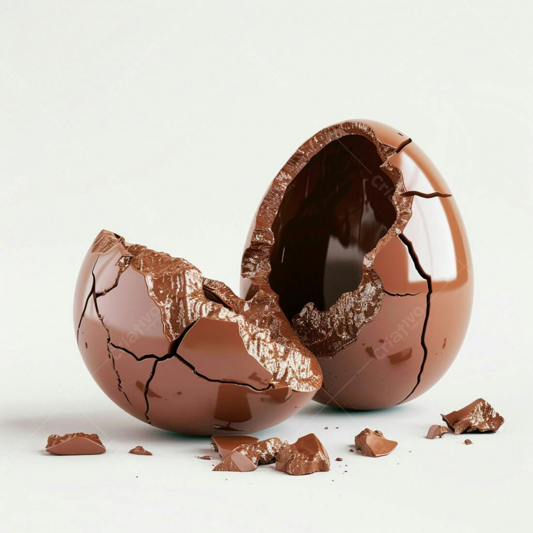 Ovo de chocolate partido Páscoa