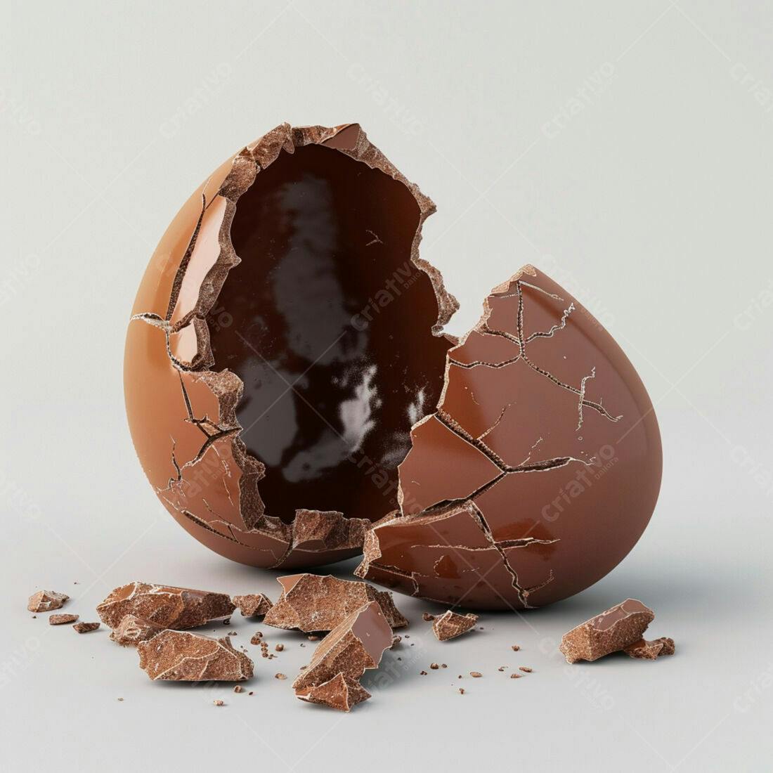 Ovo de chocolate quebrado em pedaços