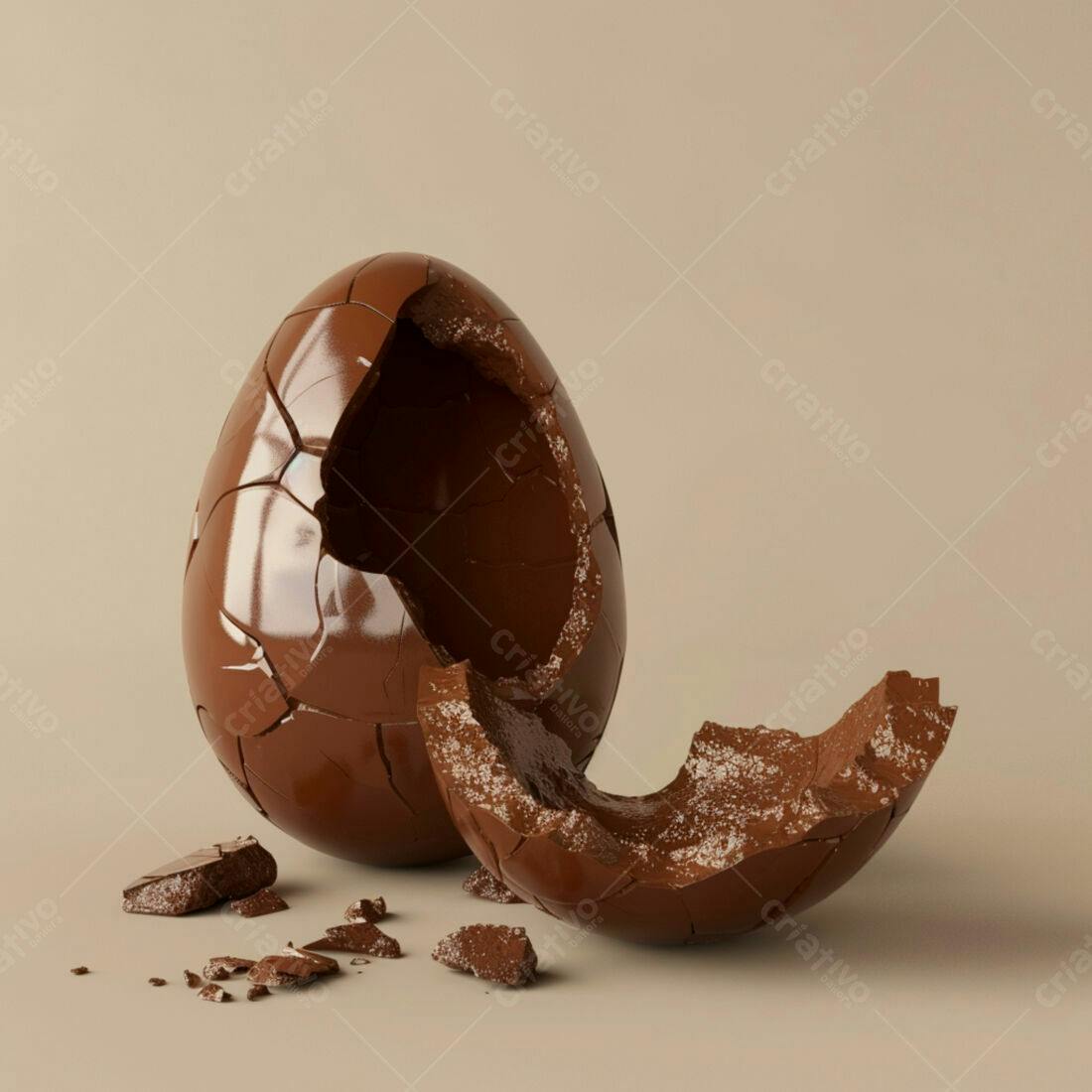 Ovo de chocolate rachado marrom