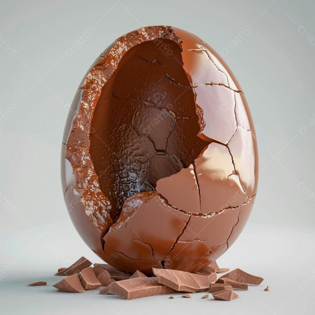 Ovo de chocolate quebrado pedaços