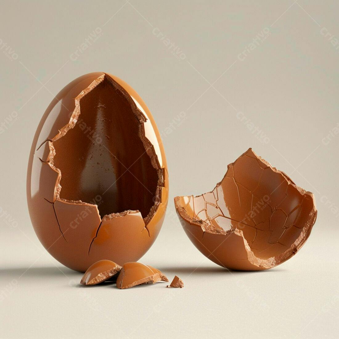 Ovo de Chocolate Quebrado em Pedaços