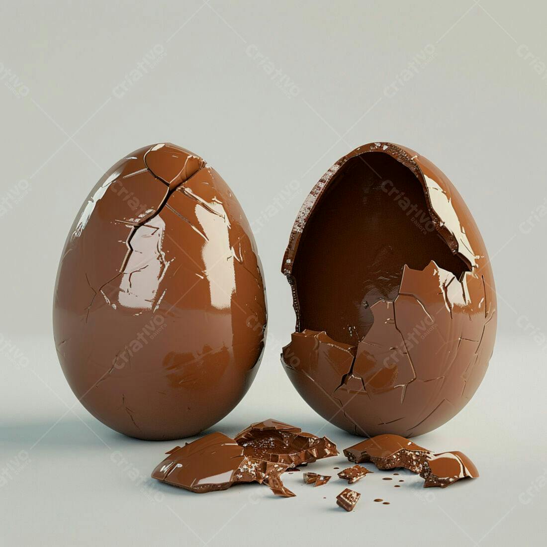 Ovos de chocolate quebrados Páscoa