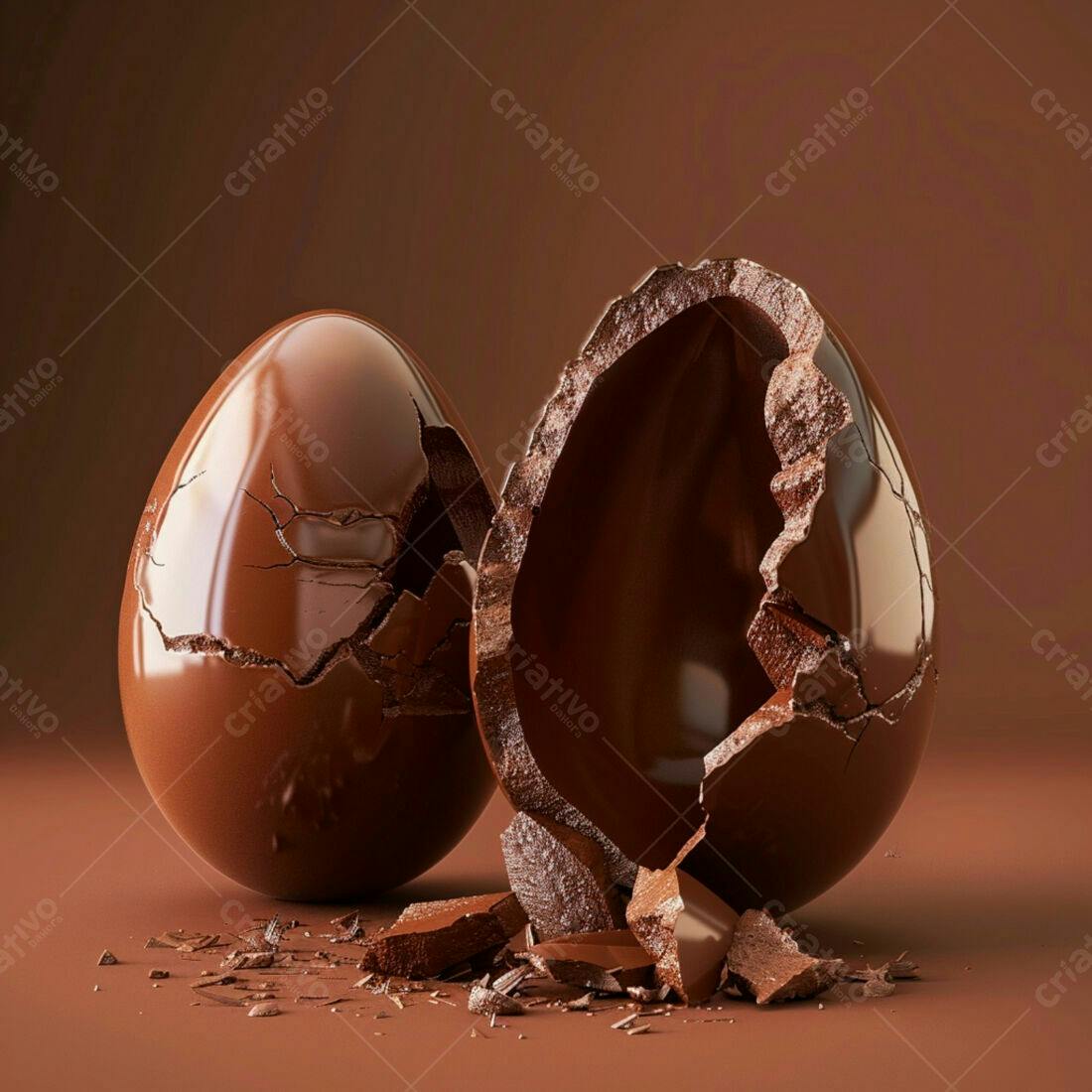 Ovos de chocolate quebrados Páscoa
