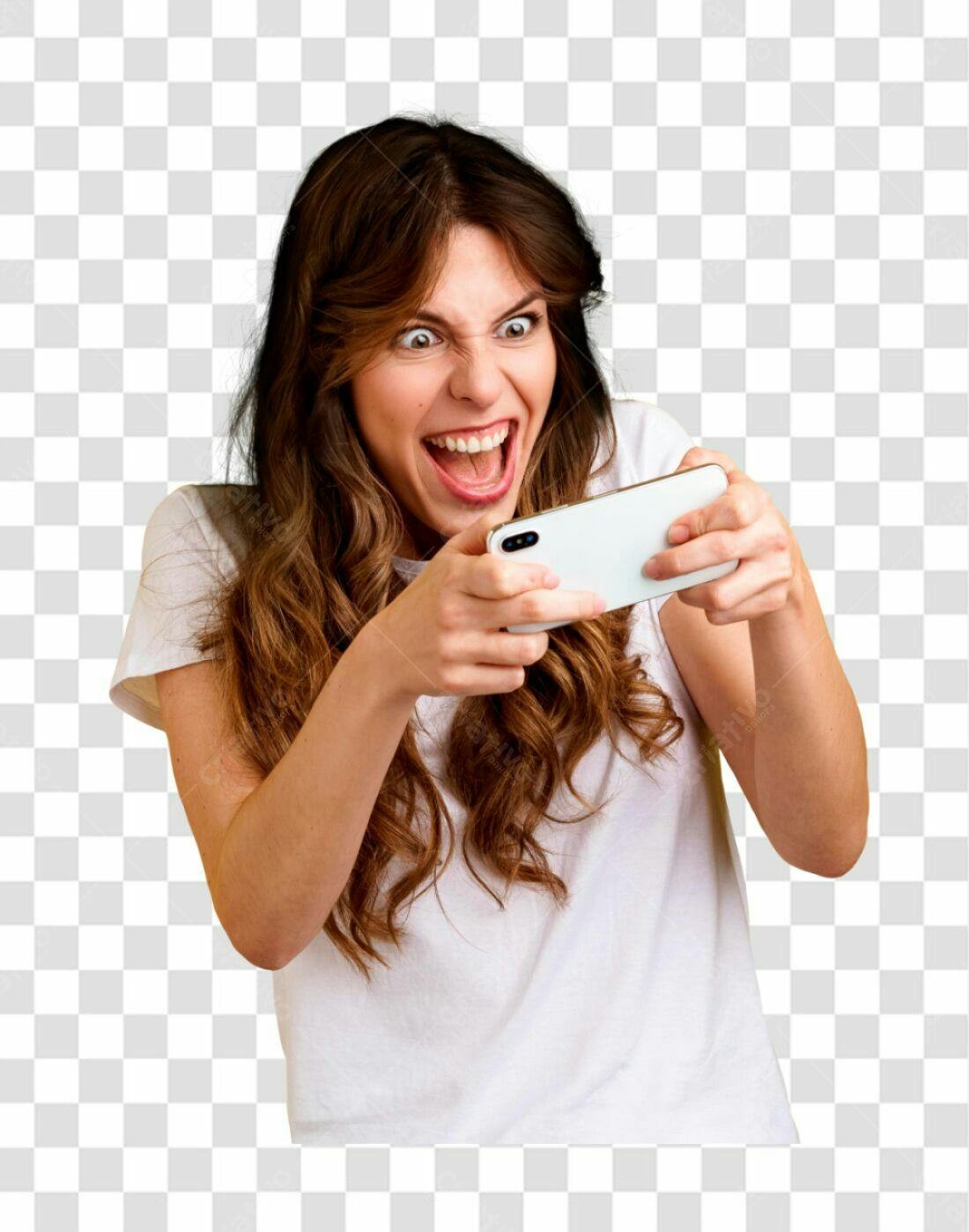 Imagem PNG com fundo transparente Mulher jogando no celular