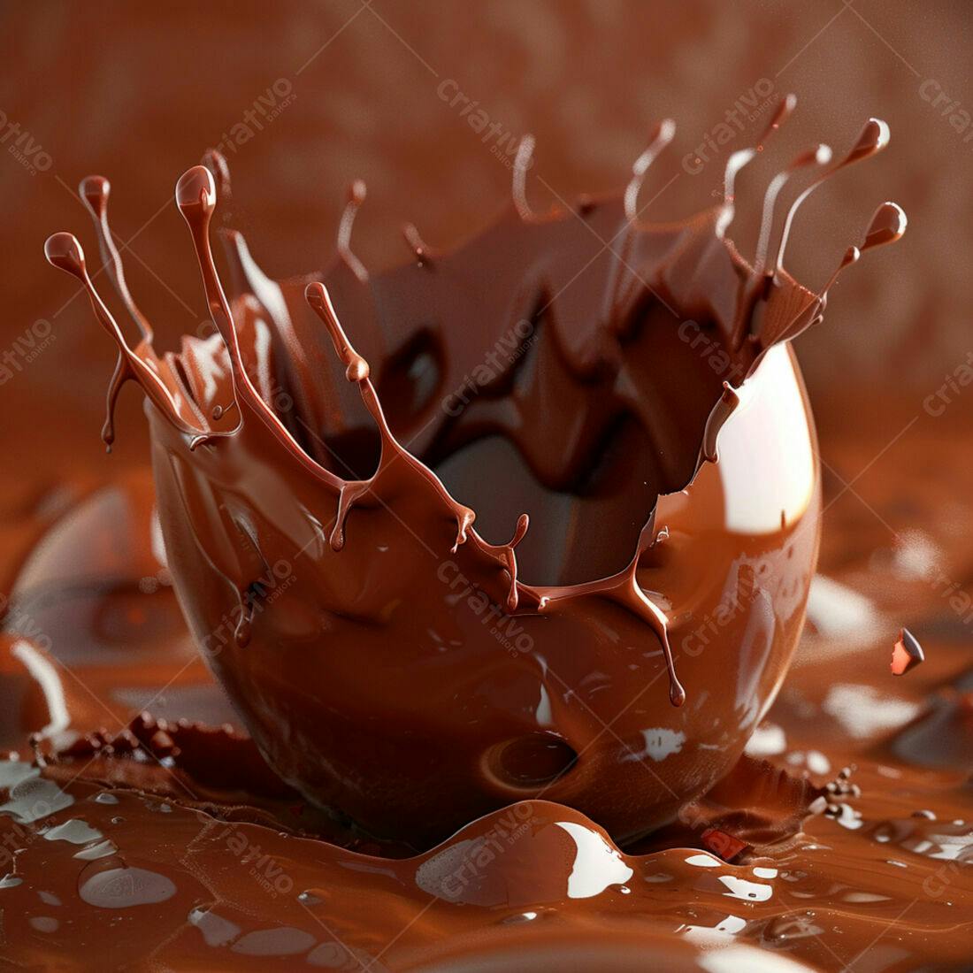 Chocolate derretendo em splash