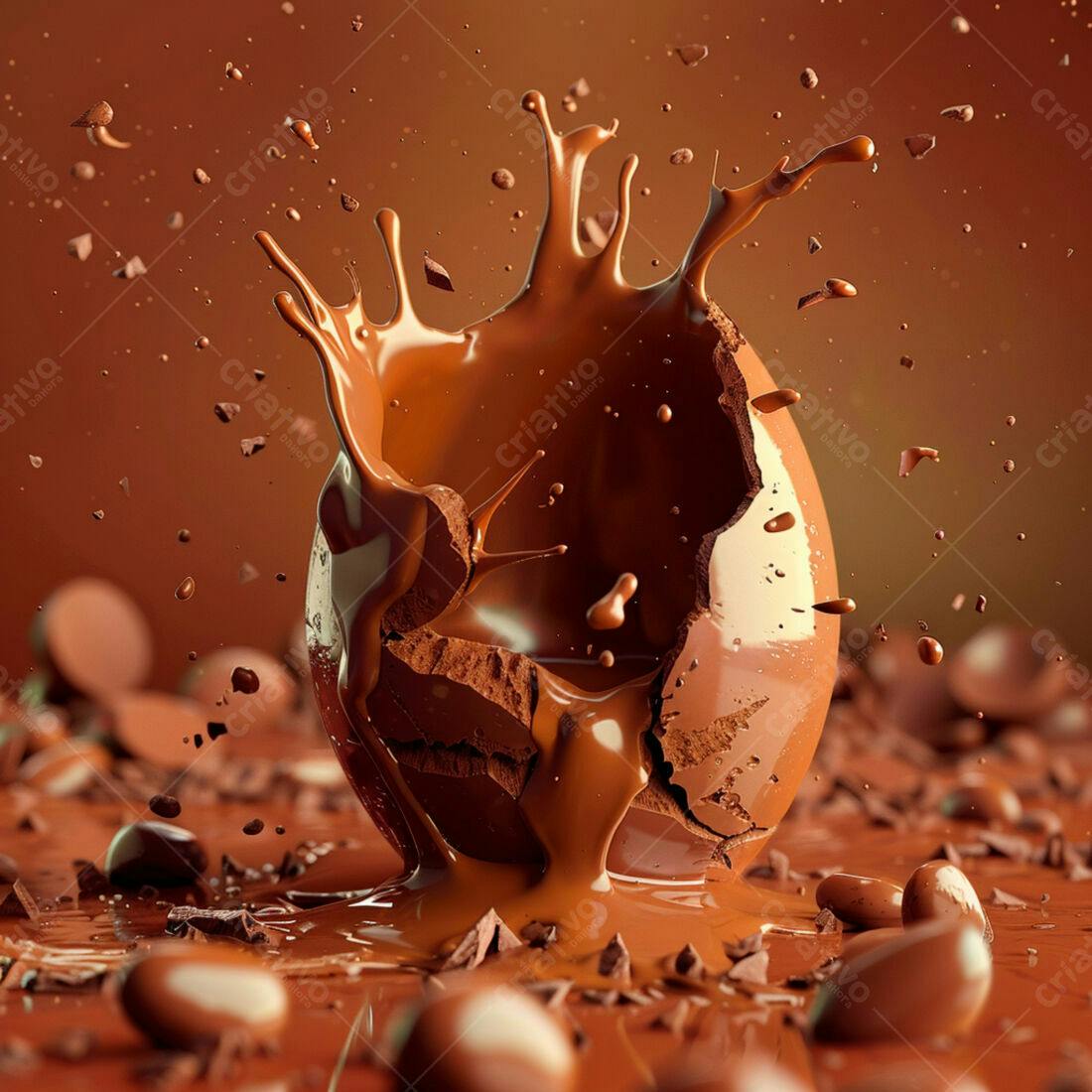 Ovo de Chocolate quebrando em Splash
