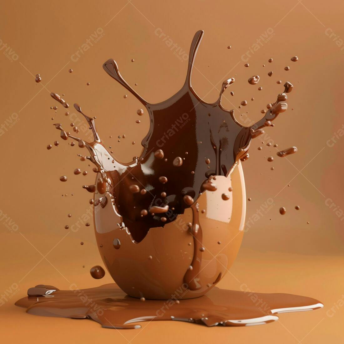 Ovo de chocolate quebrando com calda