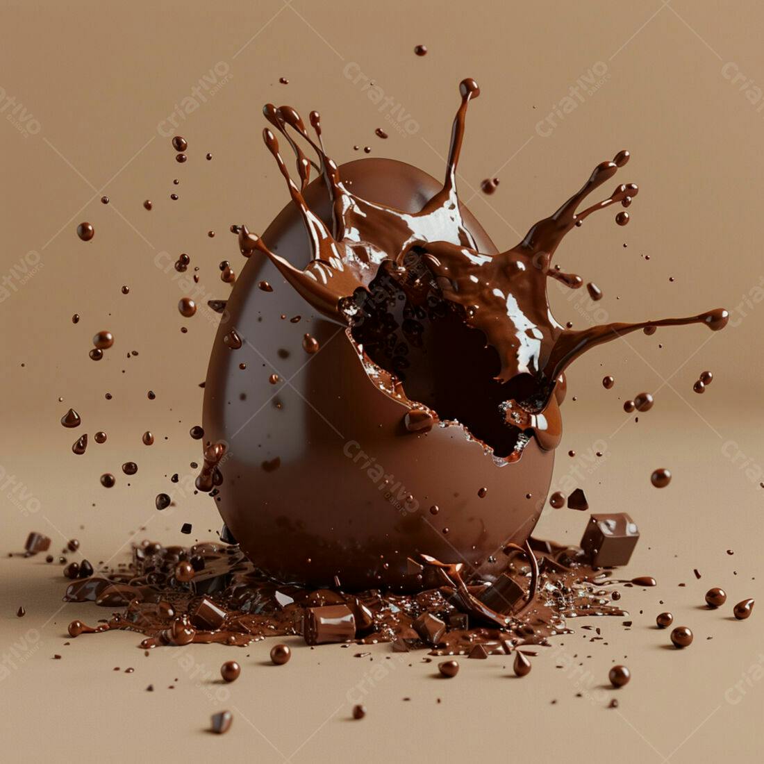 Ovo de chocolate explodindo em gotas