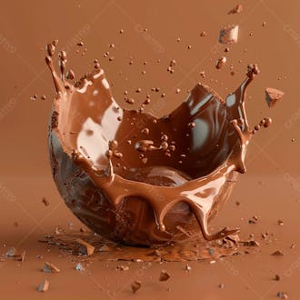 Ovo de páscoa de chocolate quebrado com chocolate derretido e salpicos de chocolate 11