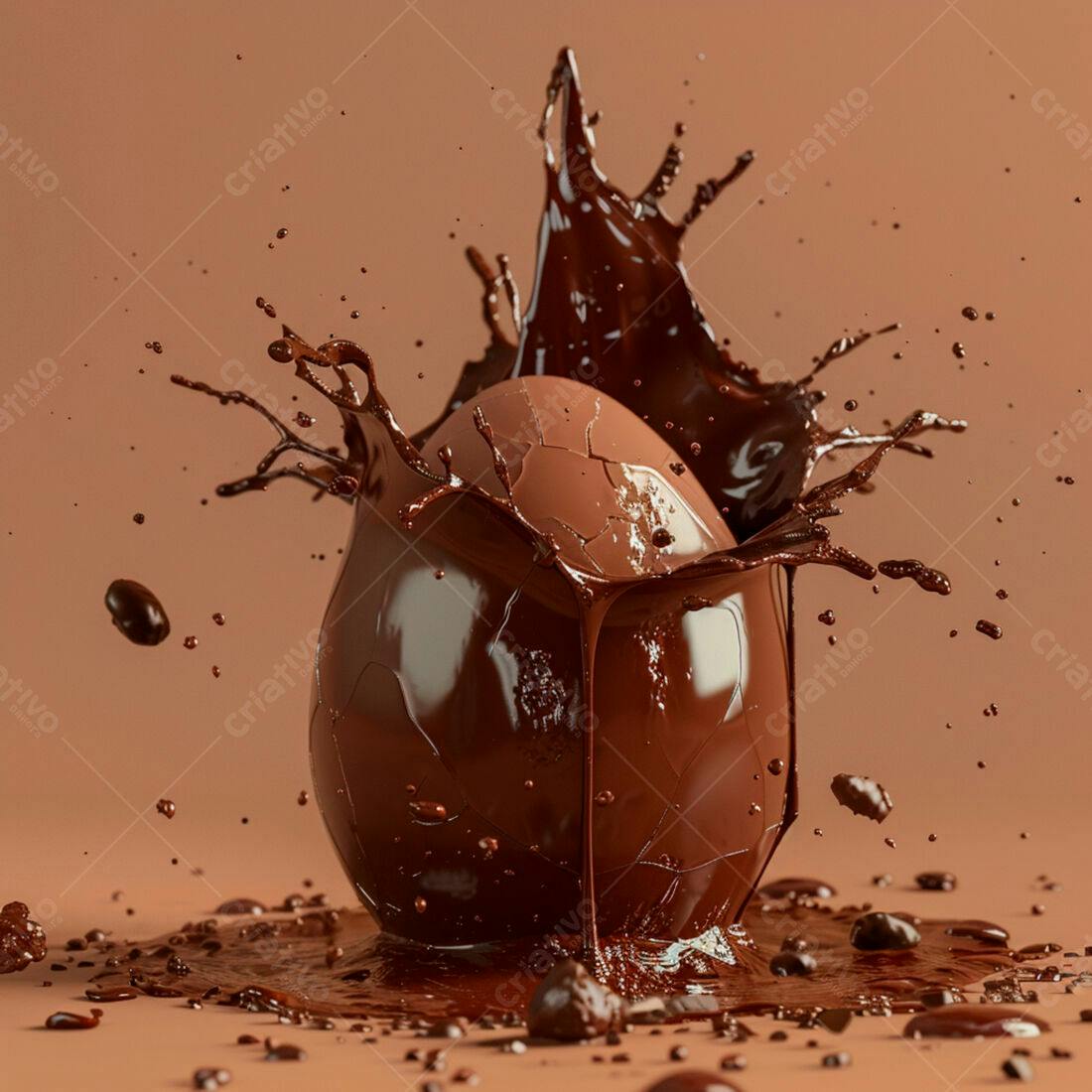 Ovo de chocolate rachado com respingos