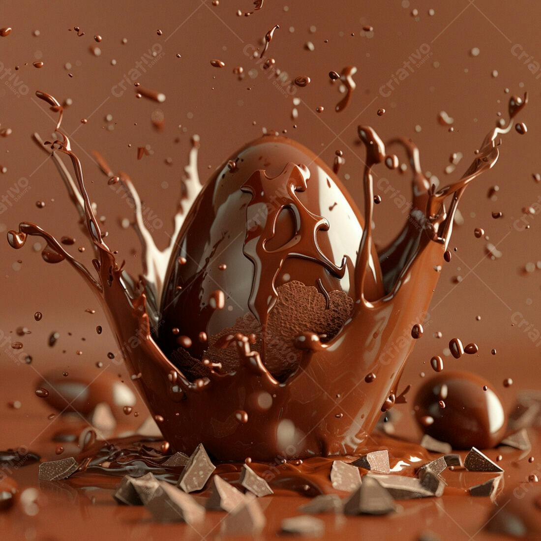 Ovo de chocolate mergulhado em calda
